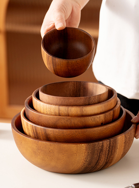 onlycook复古相思木碗实木吃饭小碗大号木头汤面碗餐具沙拉盆木质