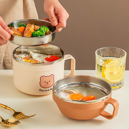 onlycook小熊快餐杯不锈钢泡面碗