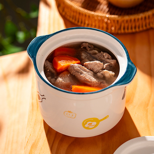 onlycook双盖陶瓷炖盅双耳隔水小汤盅蒸蛋碗瓦罐汤炖罐煲汤专用碗