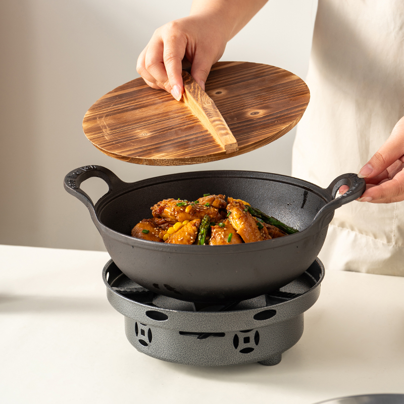 onlycook酒精炉干锅锅具双耳铸铁