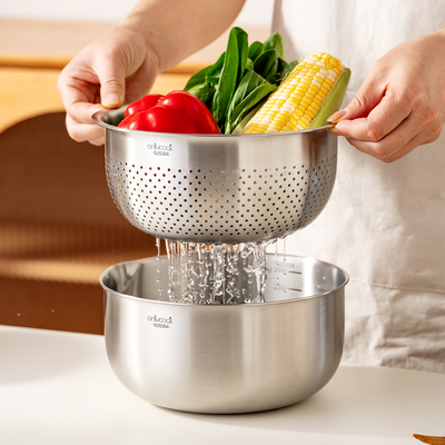 onlycook加厚304钢沥水篮洗菜盆