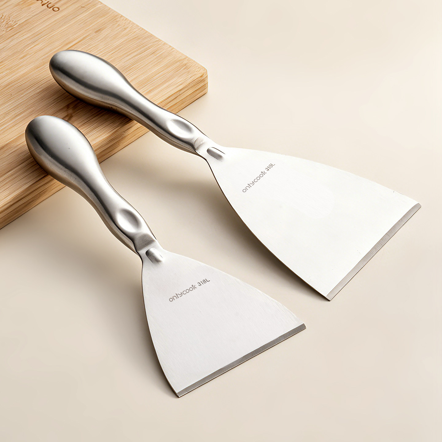 onlycook抗菌316L不锈钢煎铲铁板烧料理铲子家用煎鸡蛋饼牛排切刀