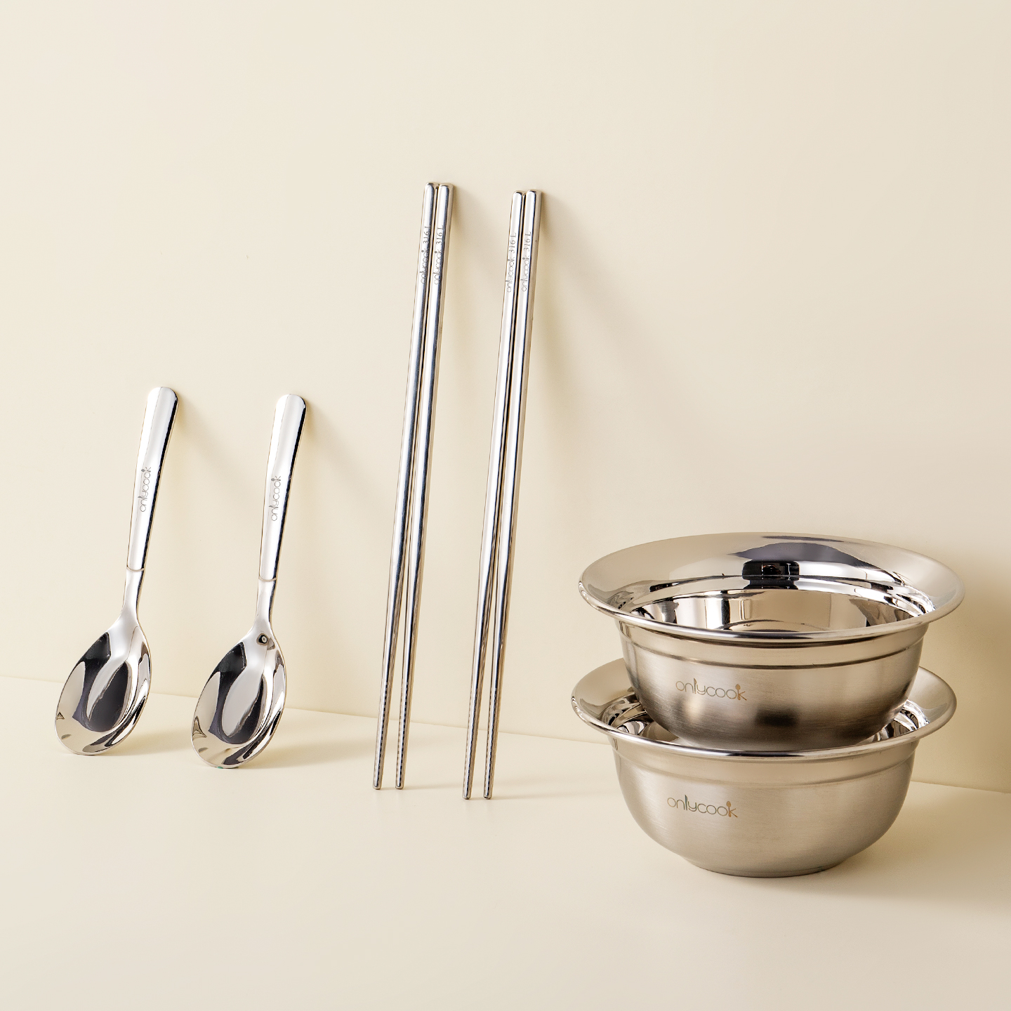 onlycook韩式316不锈钢餐具套装