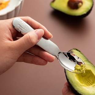onlycook宝宝水果刮泥勺婴儿辅食勺不锈钢果泥勺工具刮水果泥神器