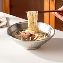 onlycook大号316L不锈钢斗笠碗汤面碗家用双层拉面专用炸酱面大碗