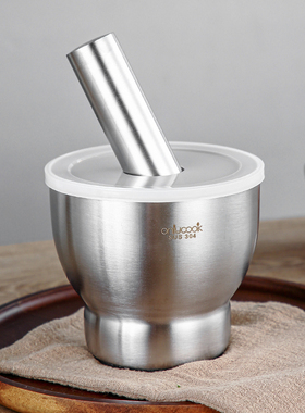 onlycook不锈钢蒜臼子家用捣碎神器擂钵石臼舂钵捣蒜器研磨器研钵