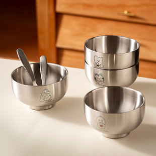 onlycook 抗菌304不锈钢碗食品级小碗双层隔热饭碗儿童碗宝宝餐具