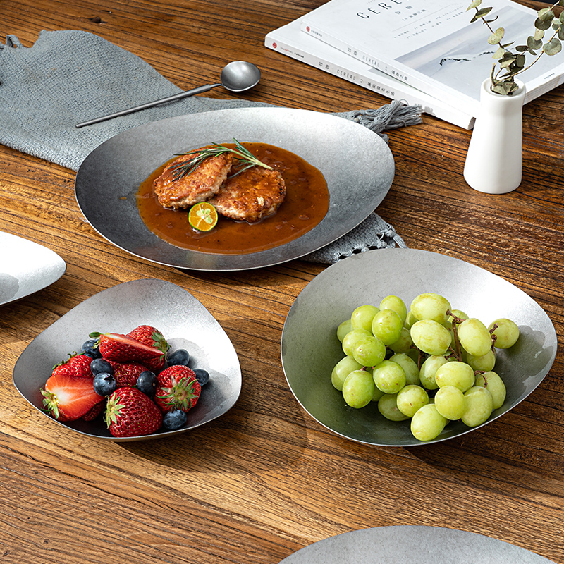 onlycook做旧304不锈钢水果盘