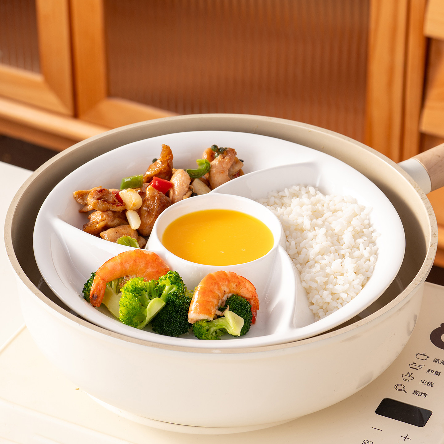 onlycook多格陶瓷蒸盘分格餐盘卤味拼盘减脂辅食四格蒸菜盘早餐盘