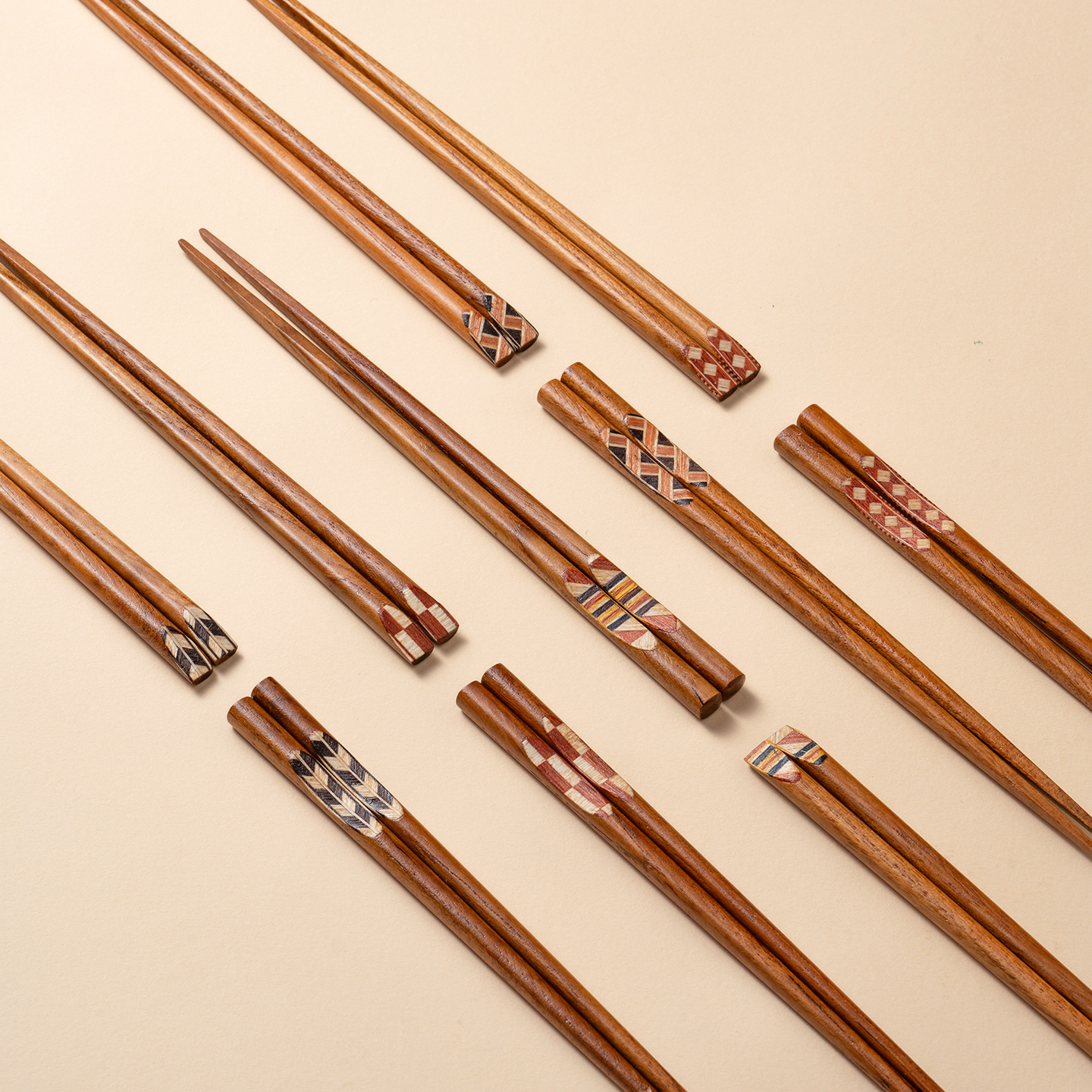 onlycook日式天然柚木筷子5双装