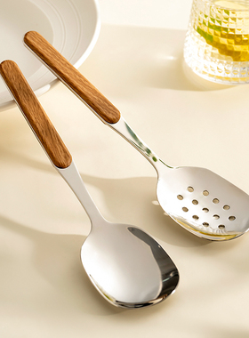 onlycook 304不锈钢分餐勺长柄大号公用勺漏勺餐厅食堂吃饭分菜勺