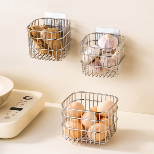 onlycook 生姜大蒜壁挂收纳篮厨房304不锈钢葱姜蒜收纳筐置物架