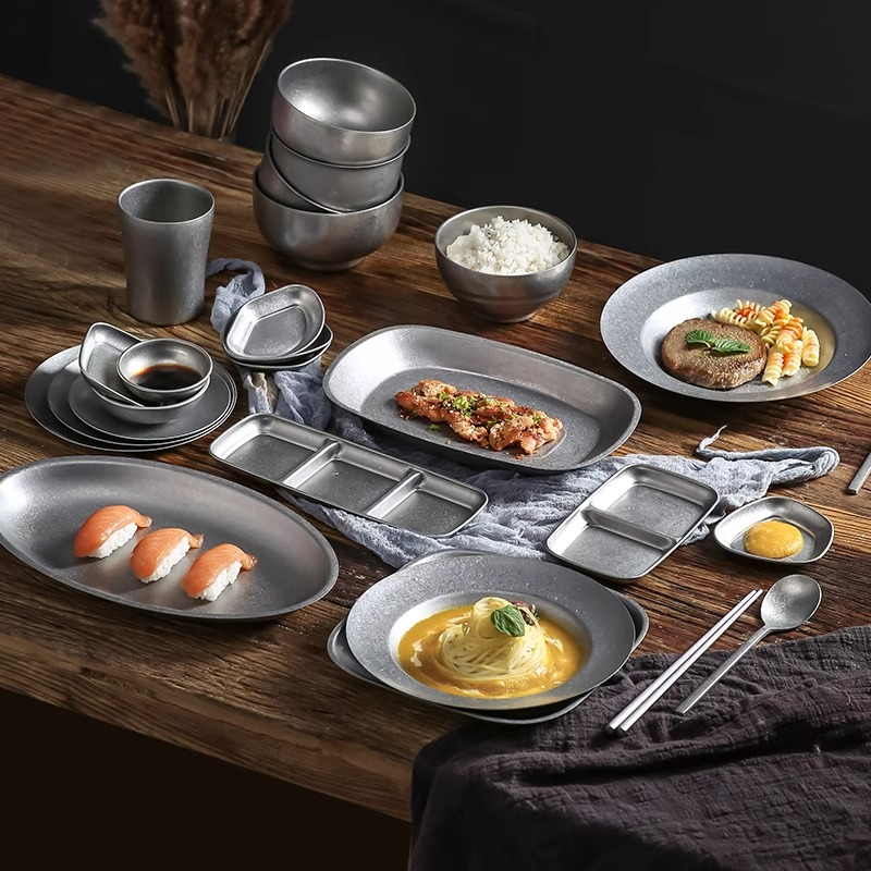 onlycook304不锈钢做旧餐具套装