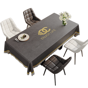 长方形餐桌垫轻奢高级感桌布防水防油免洗防烫台布 ins家用茶几垫