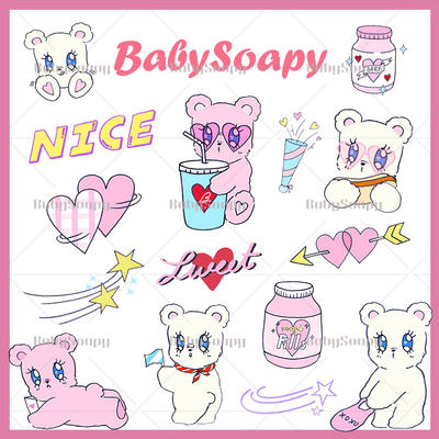 BabySoapy静态图 日系可爱foxy原宿ins贴图png贴纸ps透明图S44