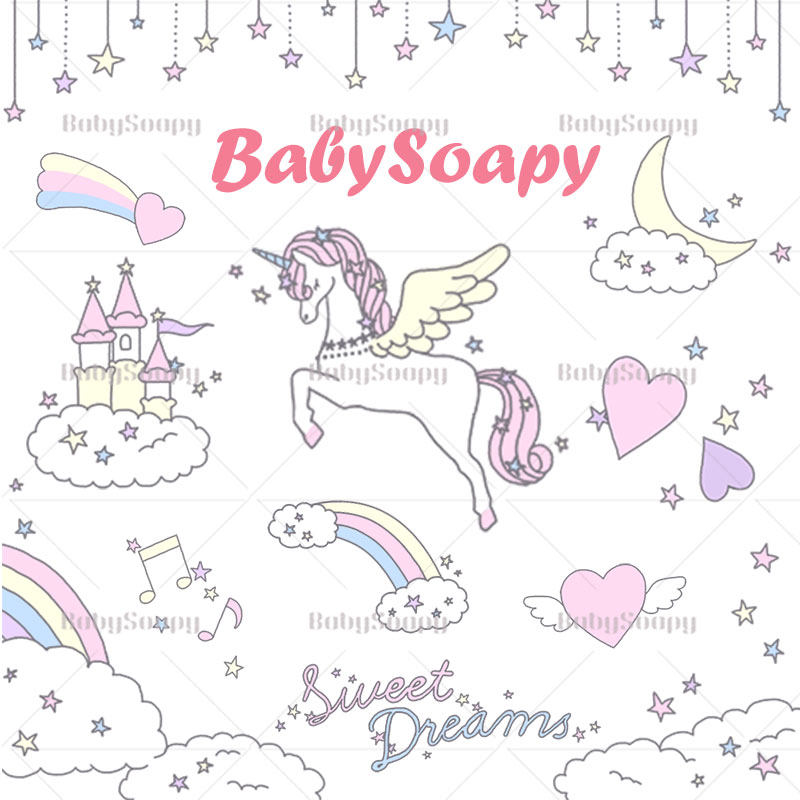 babysoapy静态图 可爱独角兽星星白云免抠png贴图ps素材贴纸s53