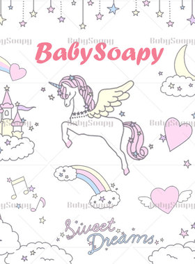BabySoapy静态图 可爱独角兽星星白云免抠png贴图ps素材贴纸S53