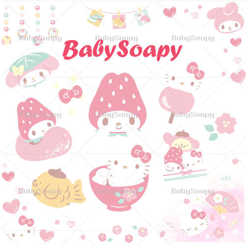 BabySoapy  粉色美乐蒂三丽鸥透明png免抠图照片边框素材贴图S103