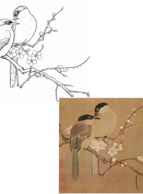 工笔画底稿白描打印稿毛笔宣纸