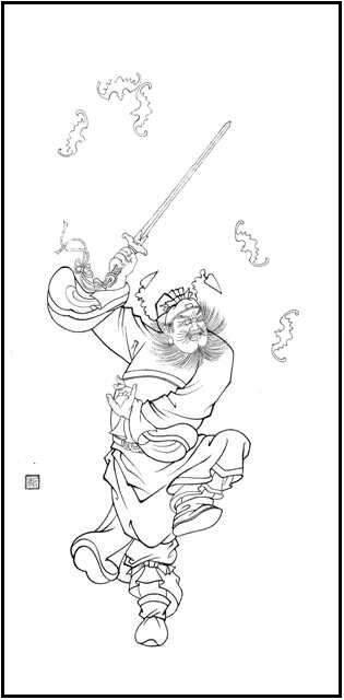 工笔画底稿 工笔画人物4尺竖副 钟馗2#白描打印稿