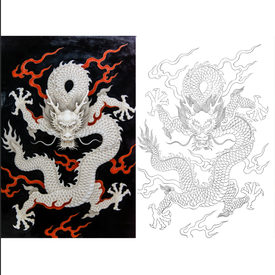 工笔画底稿 工笔白龙白描4#打印稿宣纸稿本店拷贝稿学习临摹,家居饰品,国画,淘宝优惠券,粉丝福利购,淘宝优惠卷