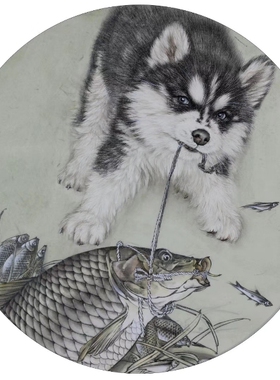 工笔画底稿团扇小品白描临摹