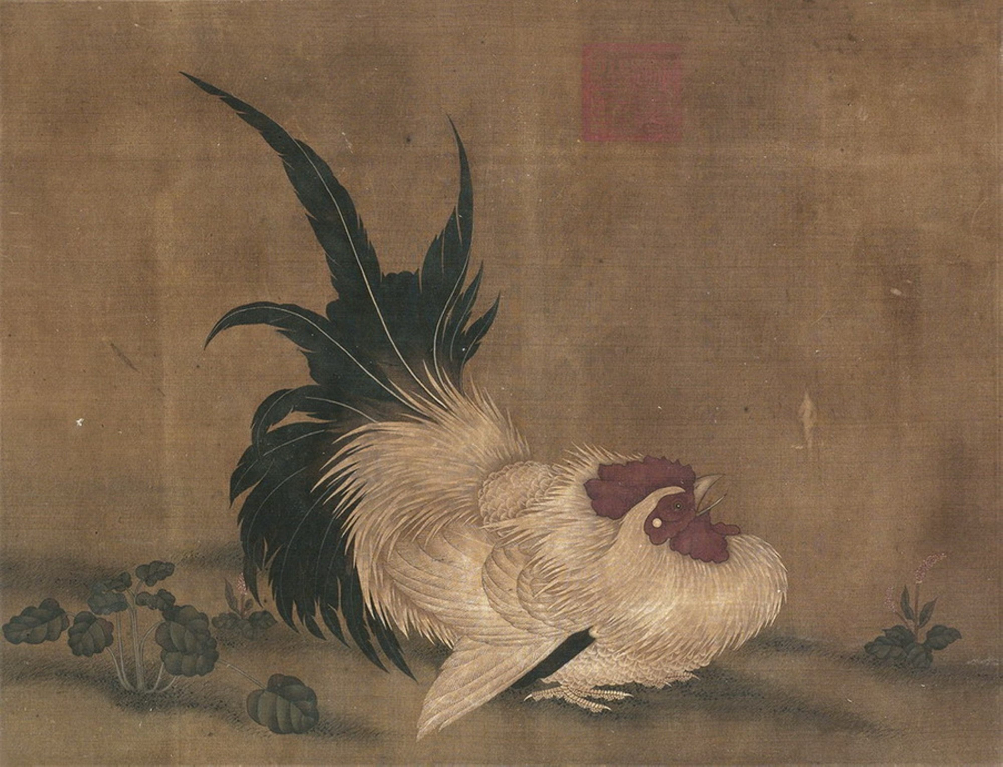 工笔画底稿 宋佚名鸡公鸡图白描102# 打印稿宣纸稿 本店拷贝