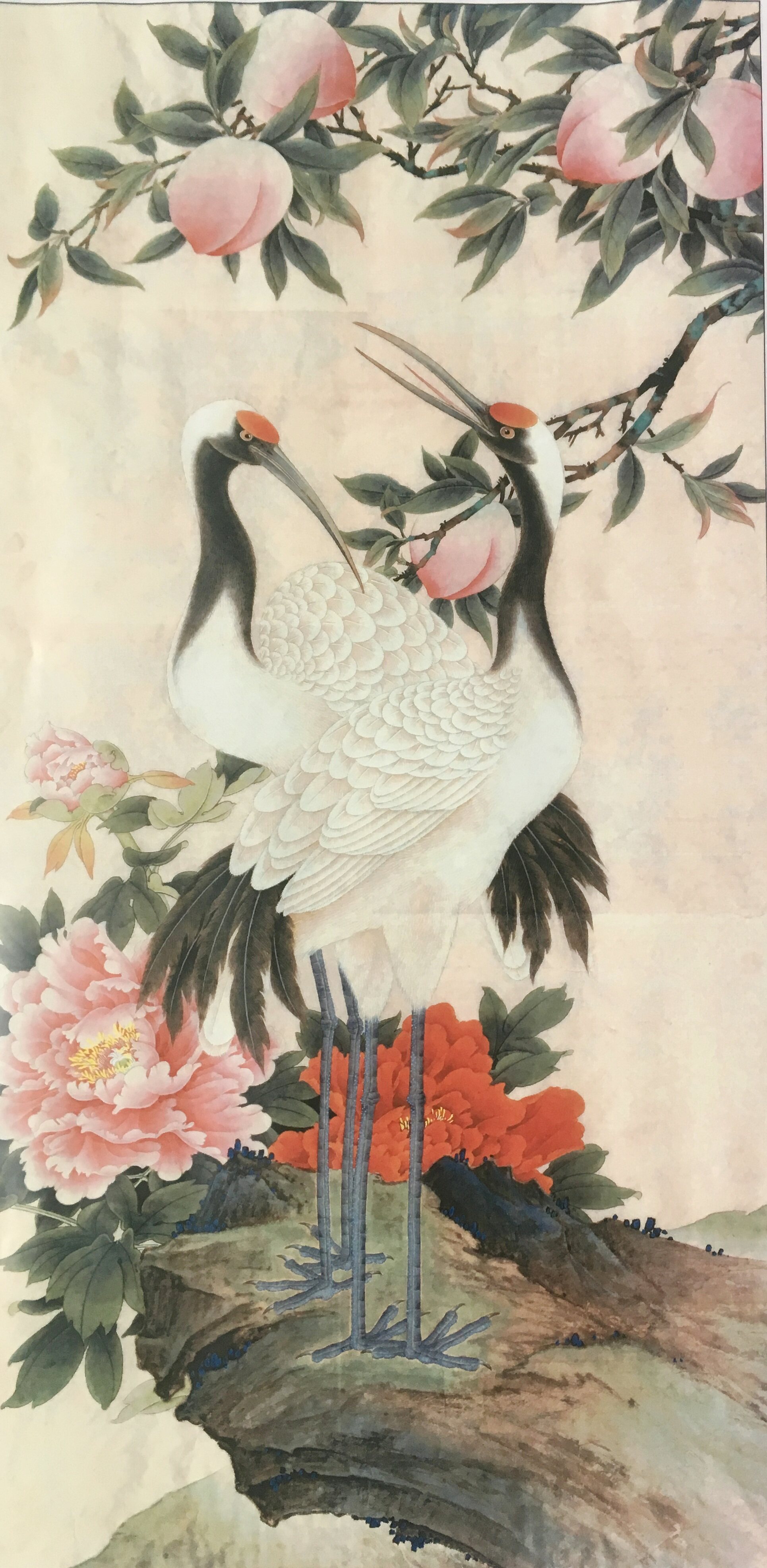 工笔画底稿仙鹤寿桃白描 2#打印稿 毛笔勾线宣纸稿