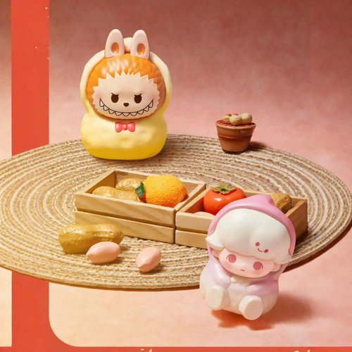 正品泡泡玛特坐姿萌粒好运连年系列儿童玩具公仔潮玩popmart摆件