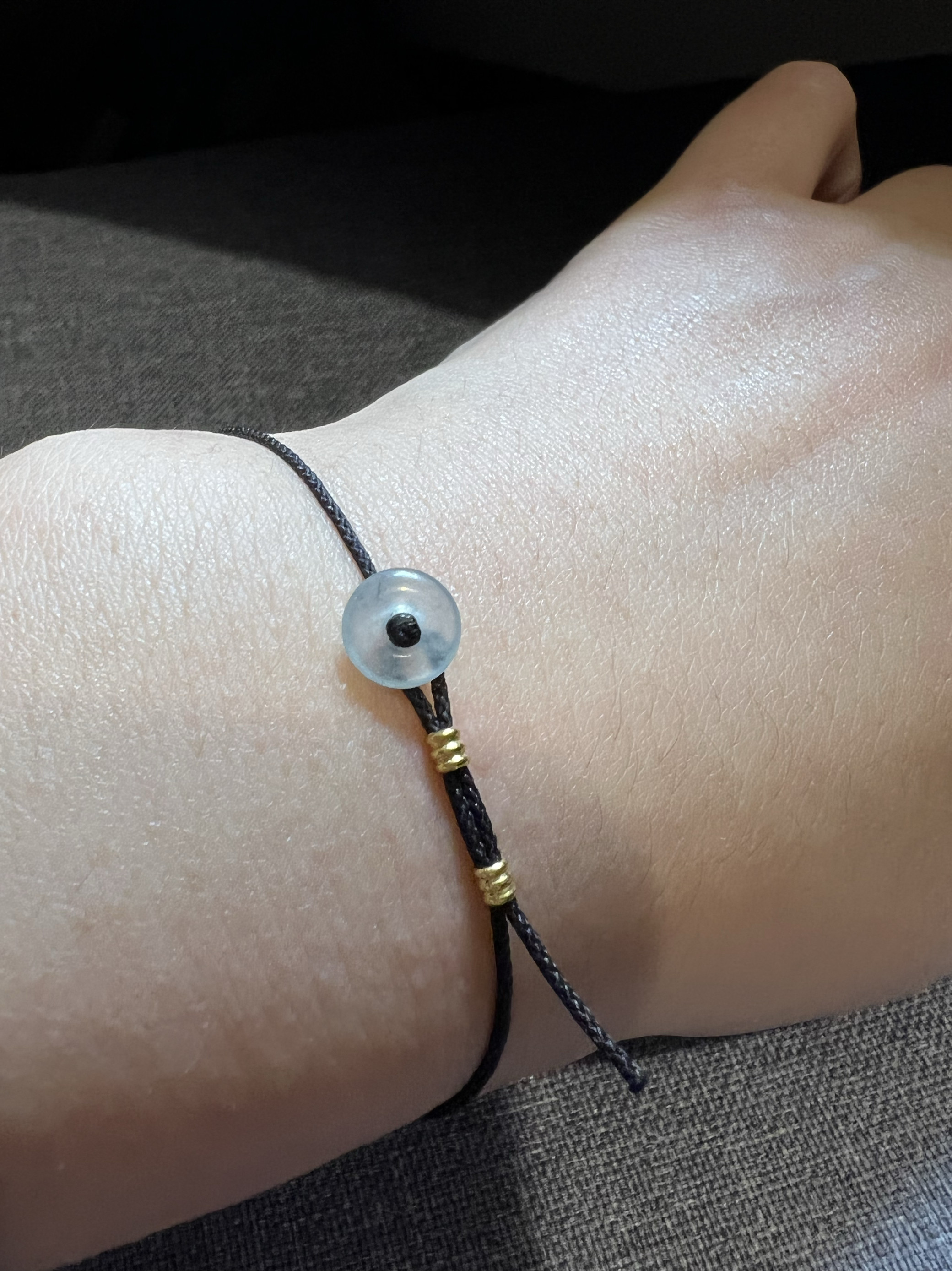 【木易日辰】天然翡翠A货 高冰种平安扣编织细手绳手链