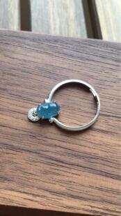 【赏】木易日辰 天然翡翠A货冰蓝水金蟾18K金钻石戒指吊坠两用款