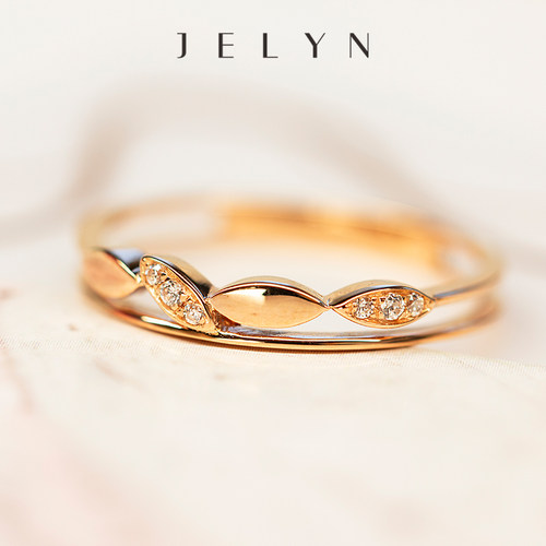 清新精致双层18K金戒指