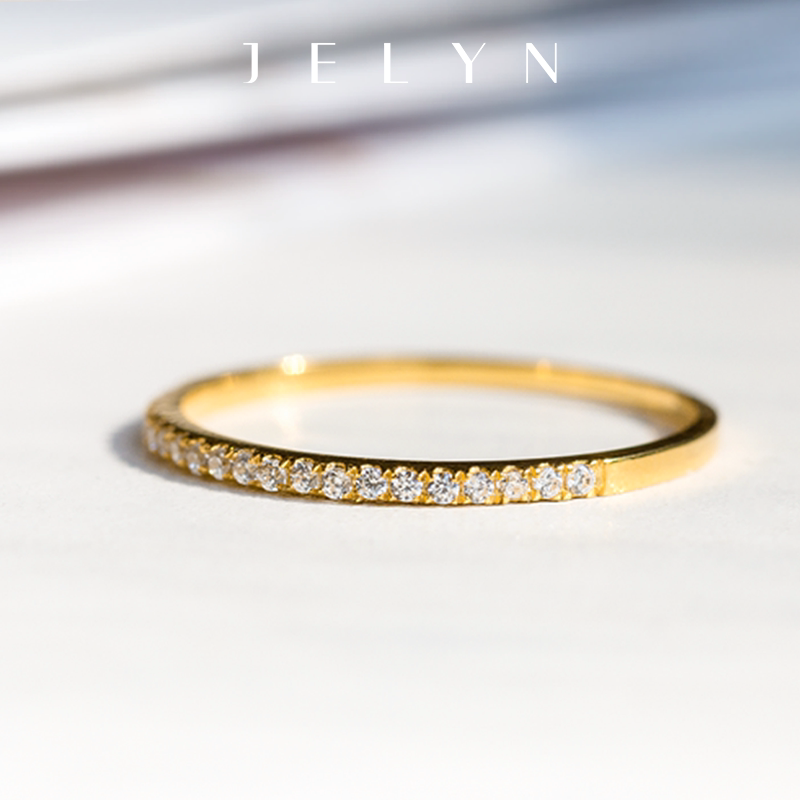 精致闪耀随性搭配 玥景18K金AU750玫瑰金白金锆石排钻时尚女戒指