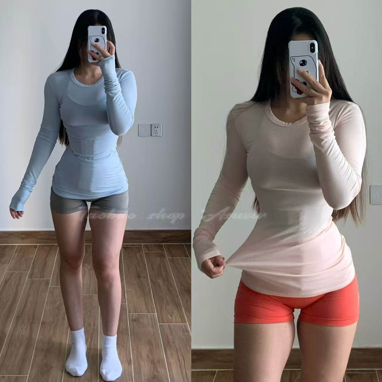 Asuxw 超轻薄塑形高弹力修身长袖T恤女紧身透气小圆领运动上衣,运动/瑜伽/健身/球迷用品,瑜伽t恤,淘宝优惠券,粉丝福利购,淘宝优惠卷