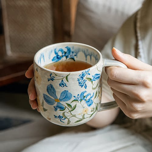 复古绝美咖啡杯陶瓷马克杯水杯女士个人专用杯子高档精致拿铁杯BB