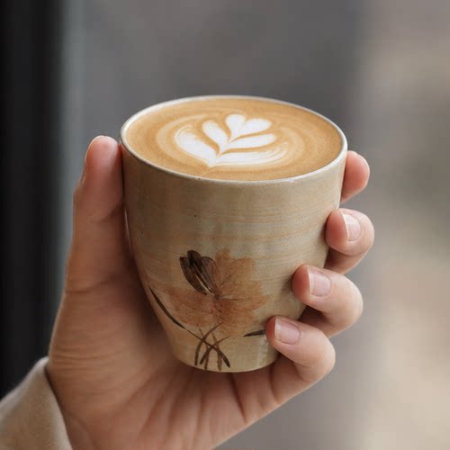 造月home复古陶瓷咖啡杯高颜值手握杯下午茶杯子粗陶拿铁拉花杯OO