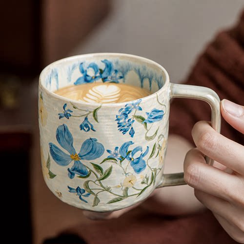 复古绝美咖啡杯陶瓷马克杯水杯女士个人专用杯子高档精致拿铁杯bb