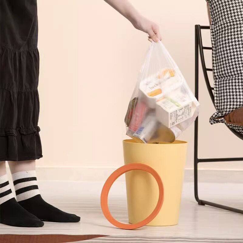 茶花垃圾桶家用客厅轻奢大容量2023新款厨房卧室卫生间高颜值无盖
