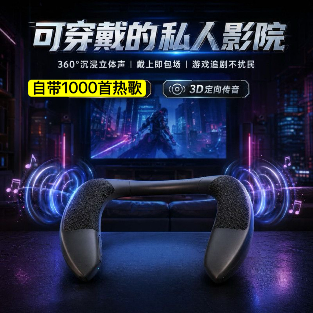 无线蓝牙音箱挂脖式插卡新款降噪高音质防水双喇叭便携不入耳音响