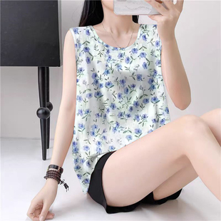 吊带背心女内搭夏季 外穿无袖 打底衫 印花宽松遮肚碎花上衣 2025新款