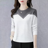 2025印花减龄圆领春秋妈妈t恤遮肚显瘦百搭打底衫 捡漏新品 长袖 女