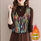 加绒加厚冬季 中老年保暖背心女内穿贴身护胃拉链马甲防寒保暖内衣