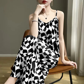 印花百搭显瘦夏季 高档女吊带2025内搭V领无袖 宽松背心连衣裙遮肚