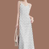 外穿印花波点显瘦夏季 高档女吊带2025内搭V领无袖 宽松连衣裙遮肚