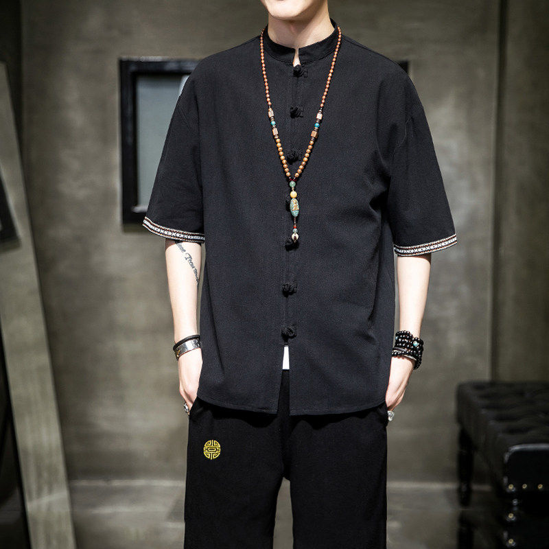 传统民族男装云南穿搭衬衣中国风盘扣唐装傣族短袖衬衫傣装上衣服,男装,其他民族服装,淘宝优惠券,粉丝福利购,淘宝优惠卷