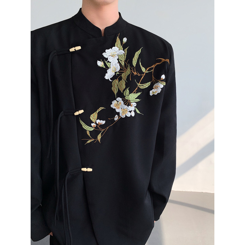 彝族服装男外套新中式改良上衣云南四川凉山民族元素服饰新款衣服