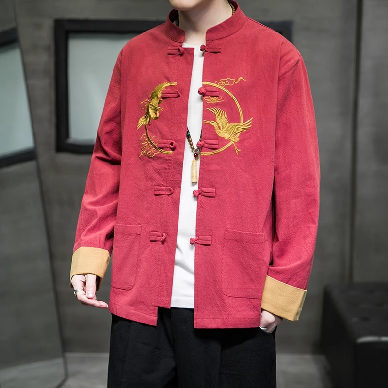 仙风道骨男装2025新款中国风棉麻唐装新中式汉服外套改良道服上衣