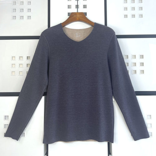 男士蚕丝羊绒V领自发热保暖上衣