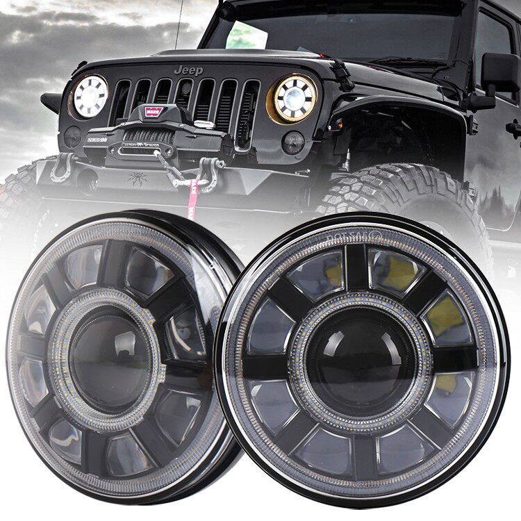 牧马人大灯总成jeep改装LED日行灯北汽BJ212战旗角斗士前大灯透镜