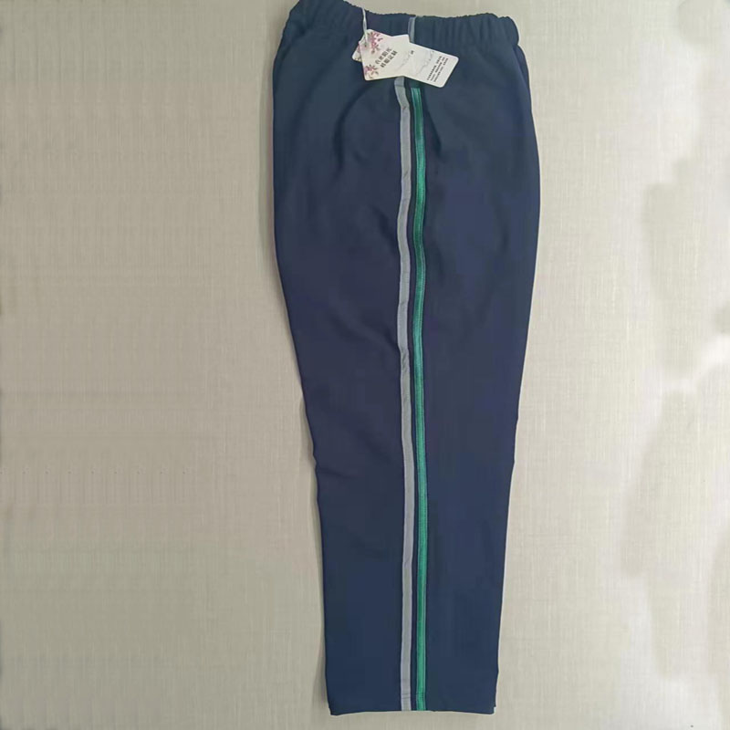 可定做舒适透气纯棉大码男女校园校裤墨绿拼经典反光条团体长裤